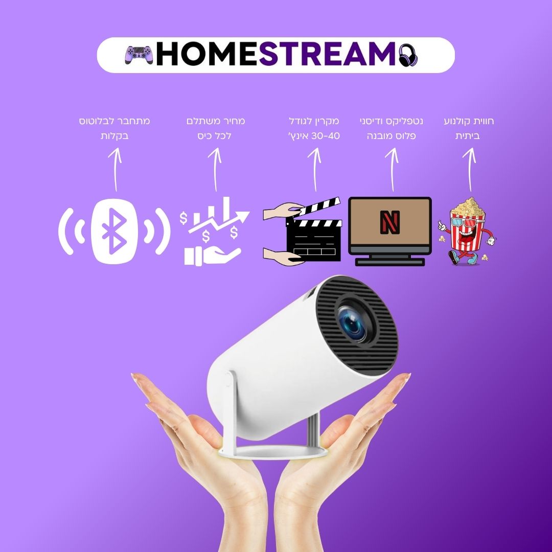 מקרן פרו 2.0 - איכות Full HD מתקדם +עדשה למקרן בחינם